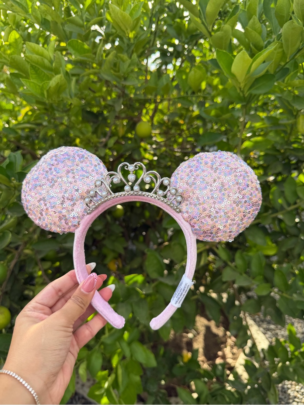 Pink Sequin Princess Mouse Ear Headband